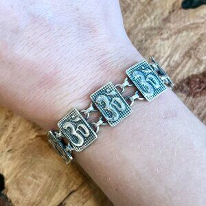 Vintage Om Symbol Sterling Silver Link Bracelet